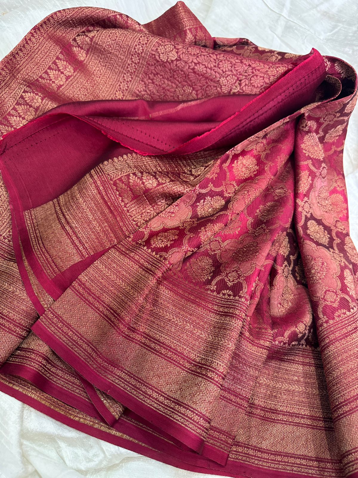 Pure Mysore Crepe Silk Saree With Antiq Zari Weave - Image 7