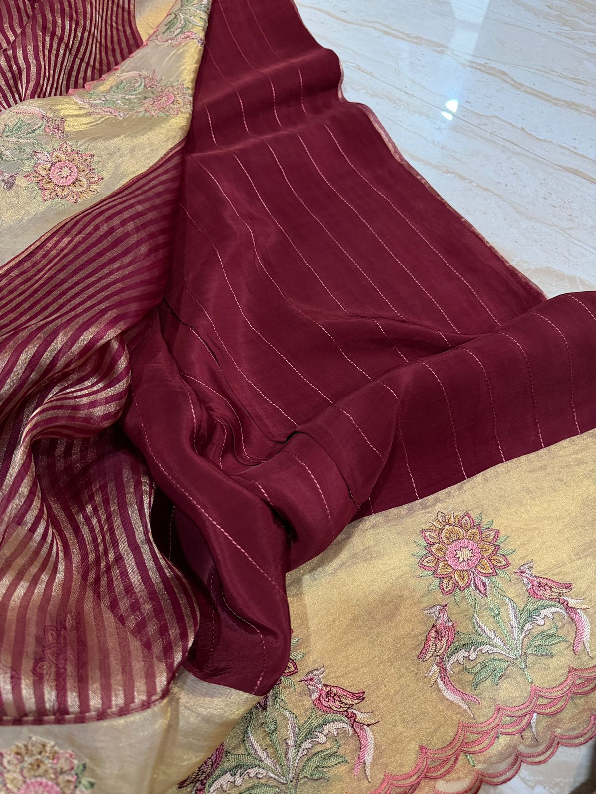 Banarasi Soft Tissue Silk Saree With Embroidery Border - Image 8