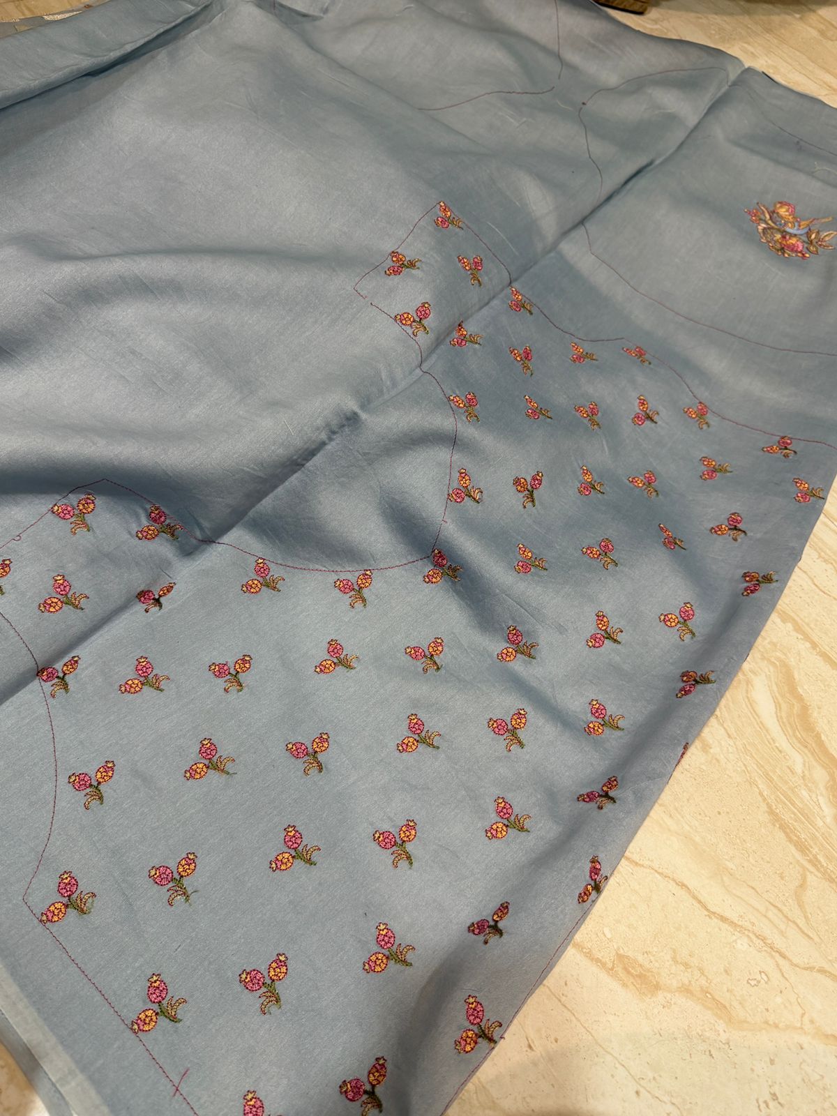 Banarasi Soft Tissue Silk Saree with Embroidery Border - Image 7