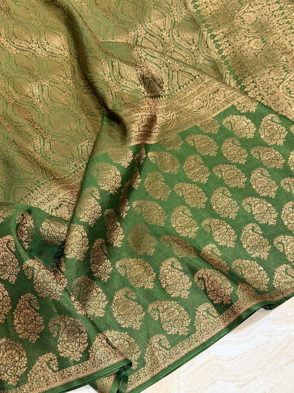 Pure Mysore Brocade Crepe Silk Saree With Antiq Zari Weave - Image 3