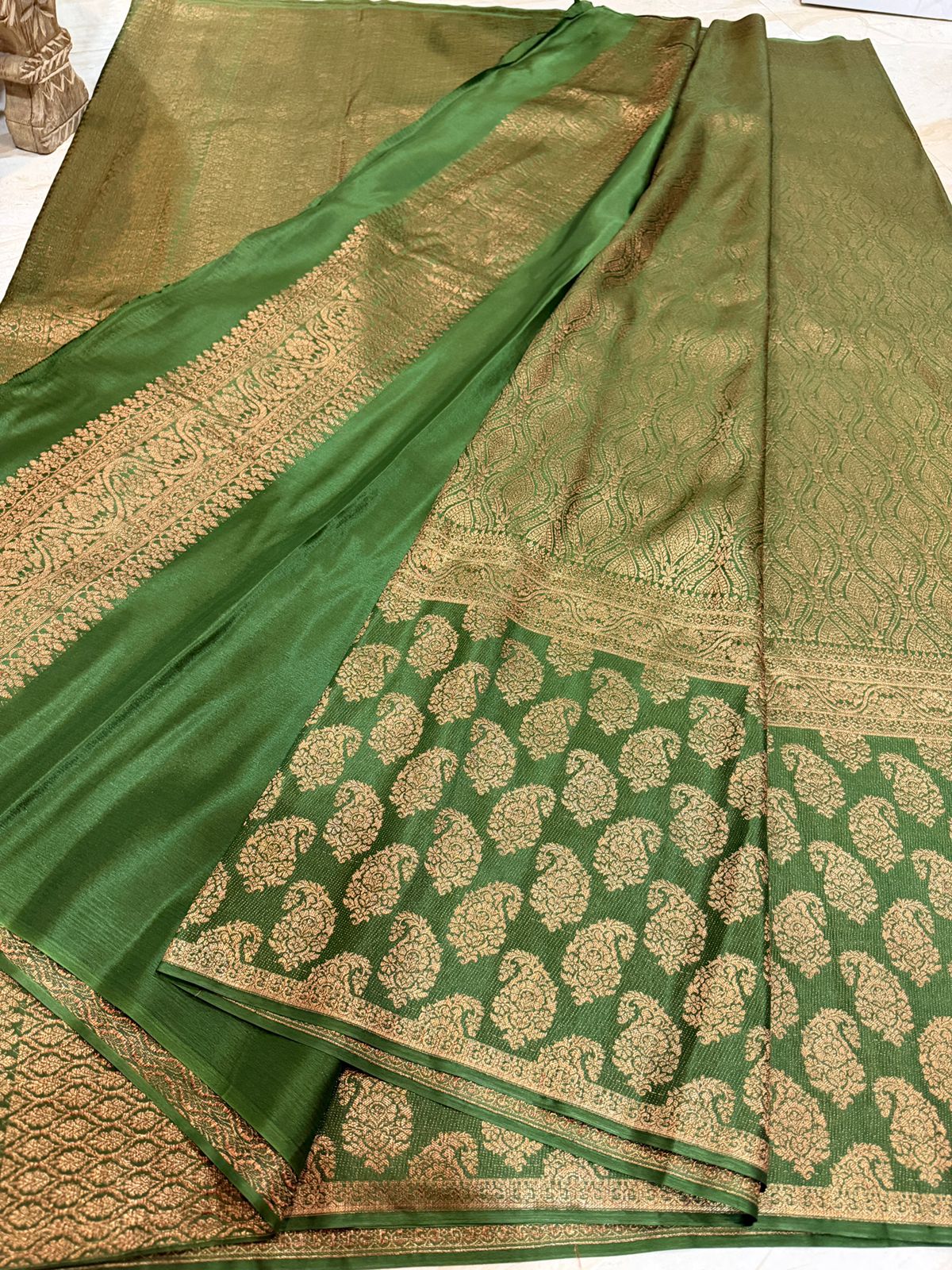 Pure Mysore Brocade Crepe Silk Saree With Antiq Zari Weave - Image 6