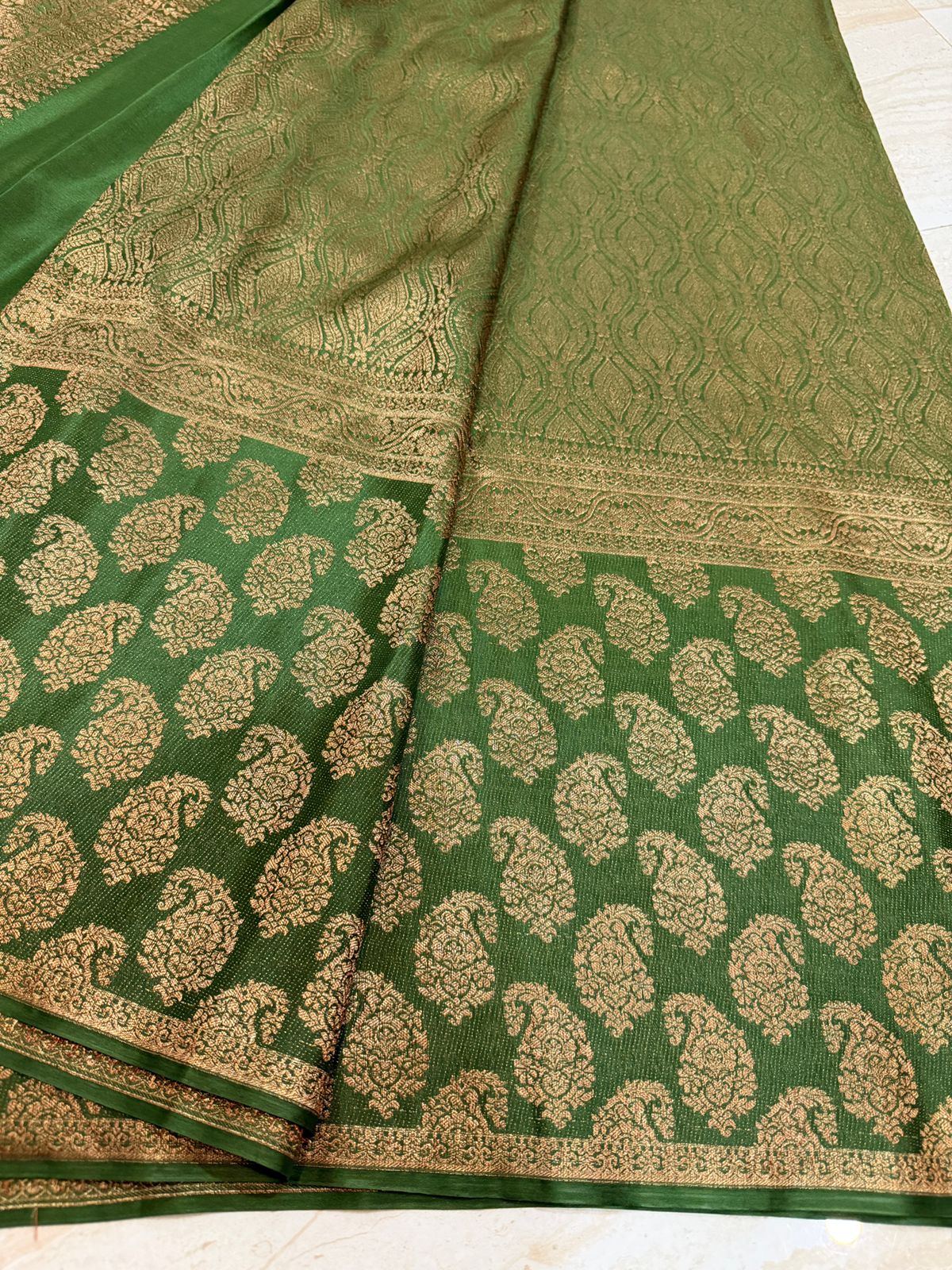 Pure Mysore Brocade Crepe Silk Saree With Antiq Zari Weave - Image 7