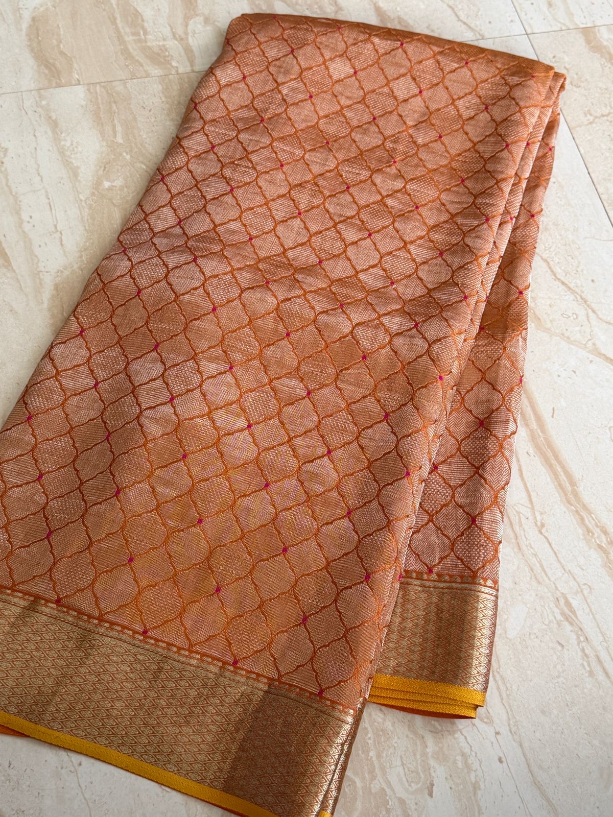 Pure Mysore Brocade Crepe Silk Saree With Meenakari Weav - Image 3